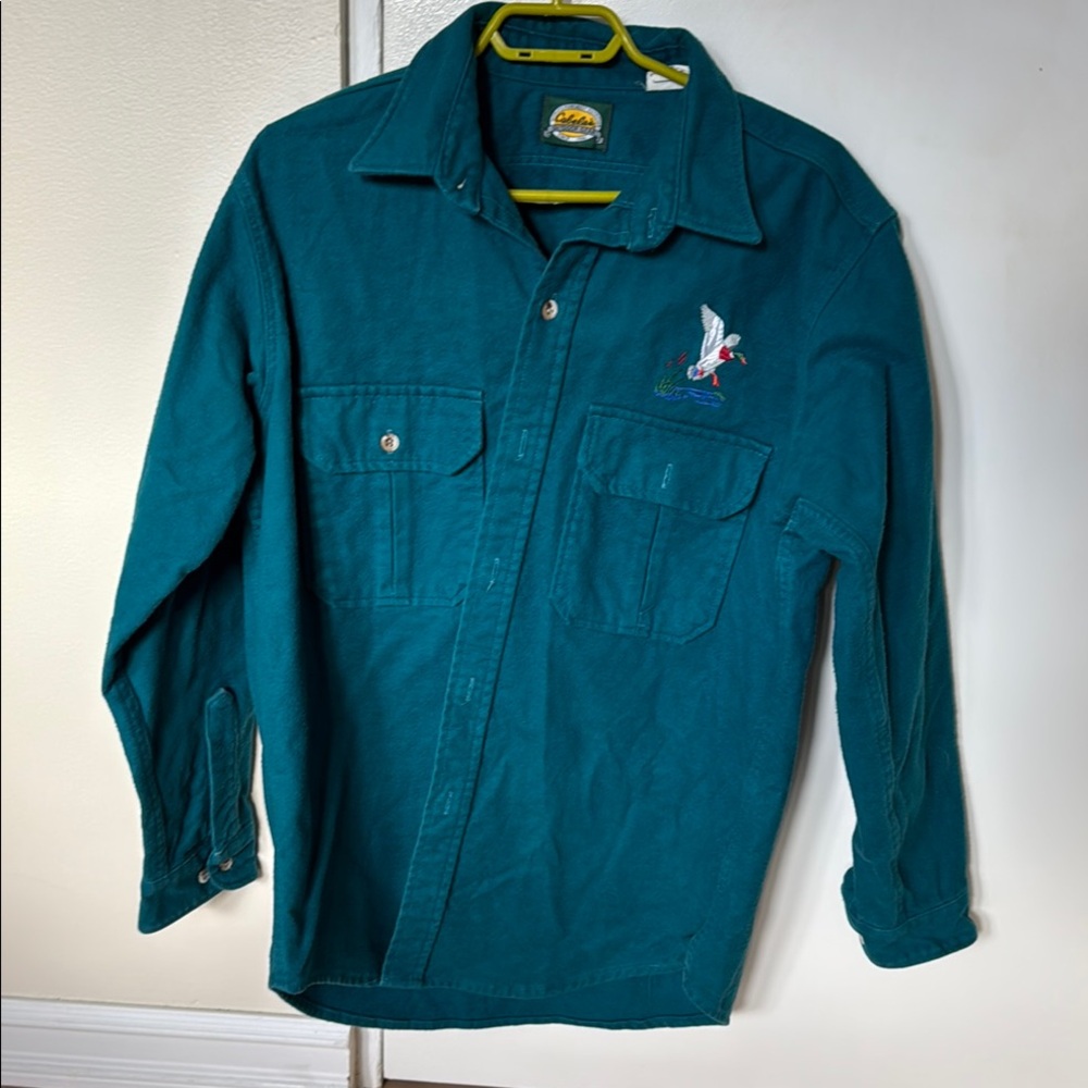 Vintage Cabela’s Teal Button-Up Shirt with Embroidered Logo